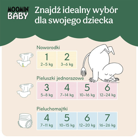 Muumi Baby, Jednorazowe pieluchomajtki ekologiczne dla dzieci, rozmiar 6 (12-20kg), 36 szt.