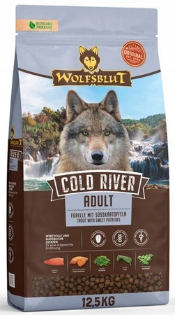 Wolfsblut COLD RIVER – sucha karma z pstrągiem i łososiem  -12,5kg