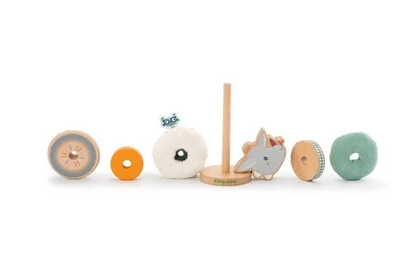 LILLIPUTIENS Drewniana układanka piramida z miękkimi elementami Smok Joe 12 m+