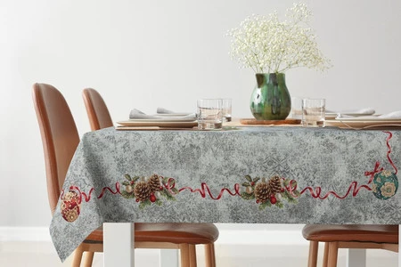 Obrus gobelinowy ze świątecznym wzorem rozm.: 100 x 100 cm, kolor: popielaty
