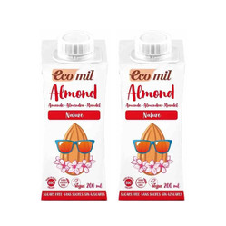 Zestaw: 2x EcoMil − Napój migdałowy bez cukru bezgl. BIO − 200 ml