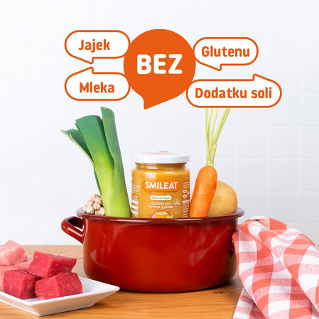 Smileat, BIO Słoiczek z gulaszem z cielęciny i szynki 6m+, 230g