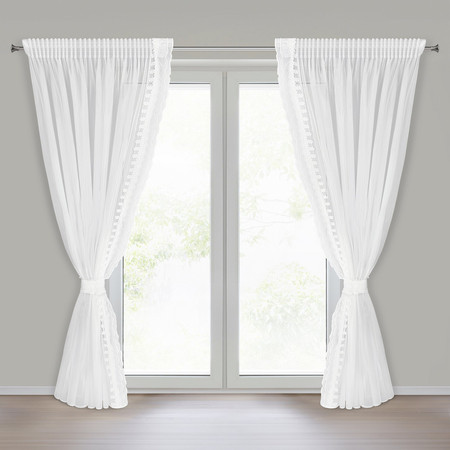 FIRANA GOTOWA LARISA NA TAŚMIE 140 X 270 CM BIAŁY