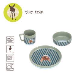 Lassig Komplet naczyń z porcelany Tiny Team Piesek