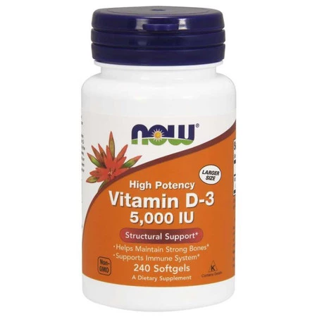 Now Foods Witamina D3 5000 IU 125 mcg - 240 kaps.