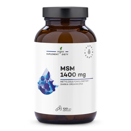 Aura Herbals MSM 1400 mg, siarka organiczna, 120 kaps.