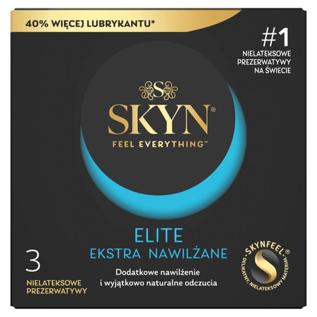Elite Ekstra Nawilżane nielateksowe prezerwatywy 3szt.