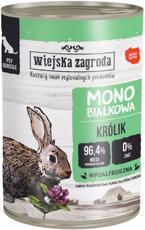 WIEJSKA ZAGRODA Pies Monobiałkowa Królik 400g