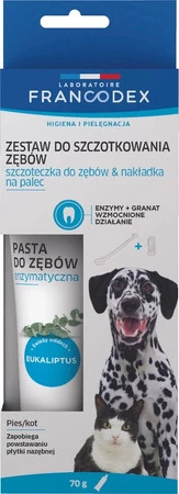 FRANCODEX Zestaw do czyszczenia zębów psa kota 70g