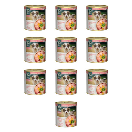 Zestaw 10x PURE NATURE DOG Junior Kaninchen Huhn - królik i kurczak z marchewką i algami dla szczeniąt (800g)