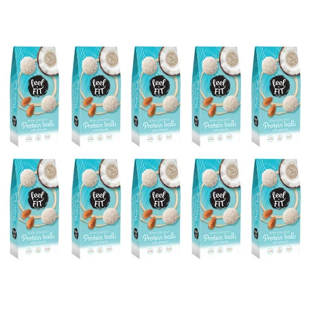 Zestaw 10x Feel FIT − Kulki proteinowe z migdałami bez cukru − 63 g
