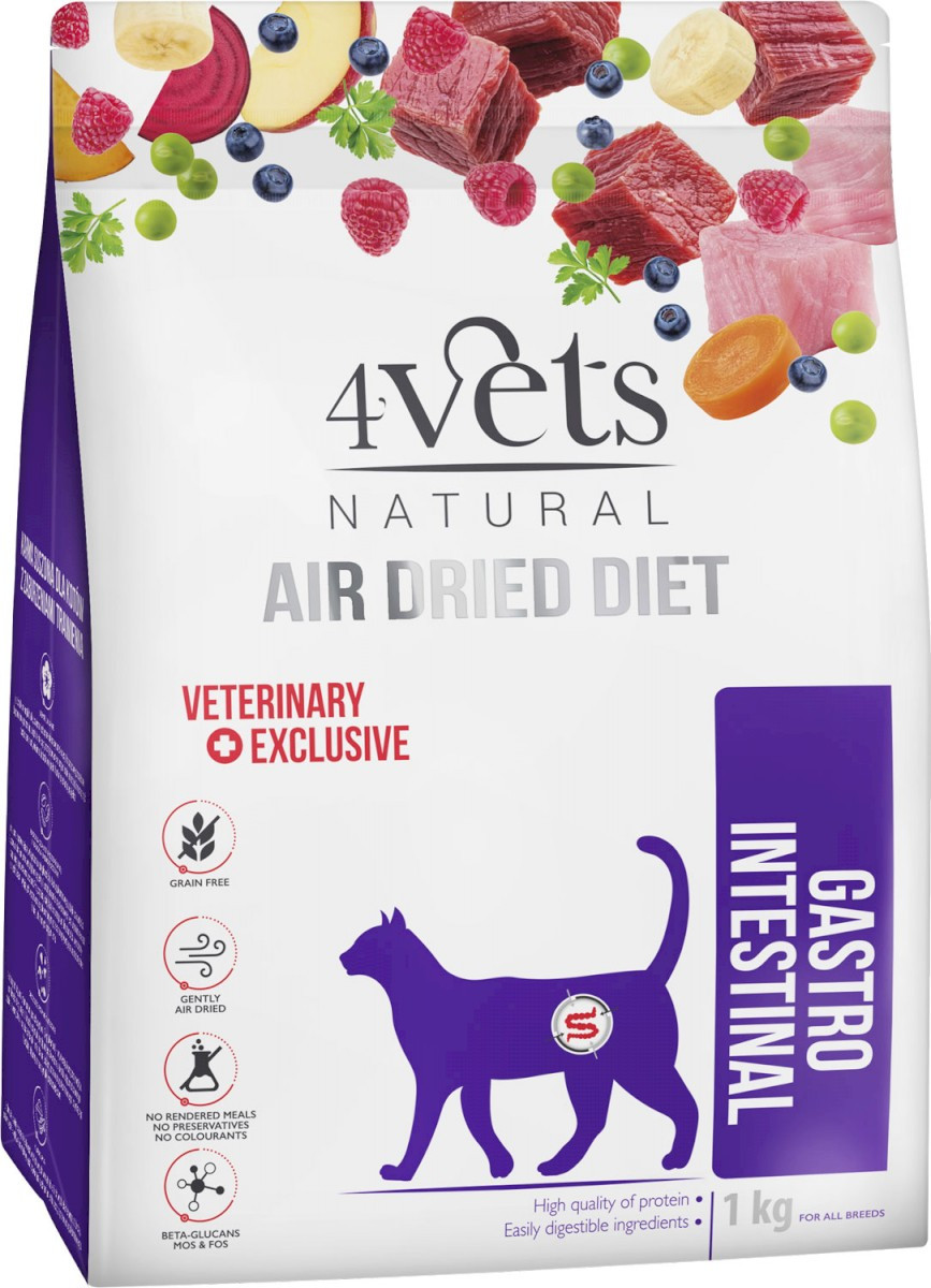 4VETS Natural GASTRO INTESTINAL suszona dla kota 1kg - Nabea.pl