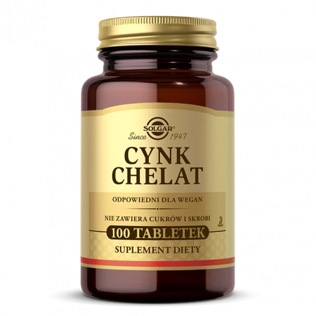 Solgar – Cynk chelat, suplement diety – 100 tabletek