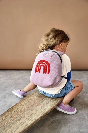 Lassig Plecak do przedszkola dla przedszkolaka sztruks Little Gang Rainbow lilac
