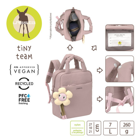 Lassig Plecak dla dziecka mini kwadratowy Minoa crinkled nylon powder rose