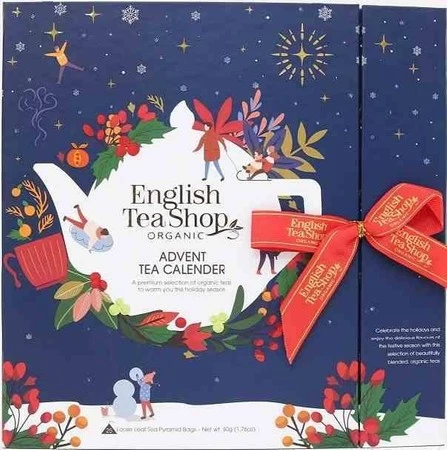 English Tea Shop Kalendarz adwentowy ze wstążką, Blue Book – 25 piramidek BIO