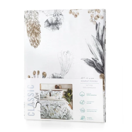 Komplet Pościeli Satynowej Spring 49 160 x 200 cm, Biały