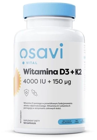 OSAVI Witamina D3 + K2, 4000 IU + 150 mcg (120 kaps.)