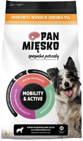 Pan Mięsko Karma sucha dla psa Specjalne potrzeby Mobility & Active, pies dorosły, chrupki M 3kg