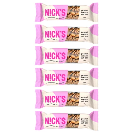 Zestaw 6x N!CK'S Nicks Nut Bar Peanut Crunch Baton migdałowy bez cukru 40g vegan