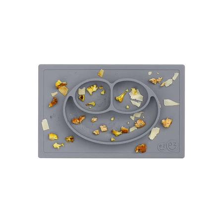 EZPZ Silikonowy talerzyk z podkładką 2w1 Happy Mat szary