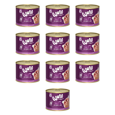 Zestaw 10x WOW CAT Senior Geflugel Ente - drób z kaczką dla kota seniora 200g