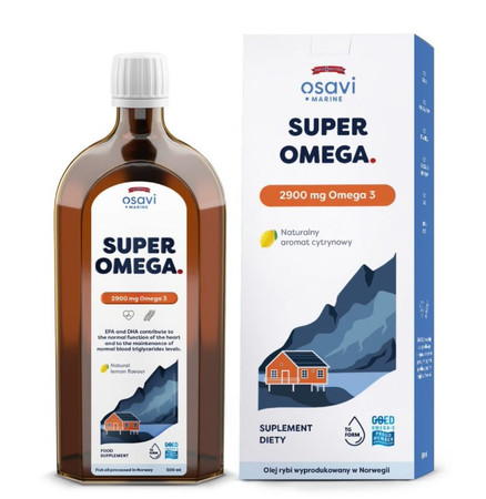 OSAVI Super Omega 2900 mg kwasy EPA i DHA 500 ml smak cytrynowy