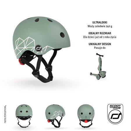 SCOOTANDRIDE Kask XXS-S dla dzieci 1-5 lat Green Lines