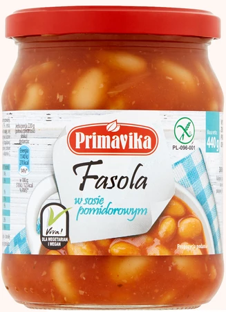 FASOLA W SOSIE POMIDOROWYM BEZGLUTENOWA 440 g - PRIMAVIKA