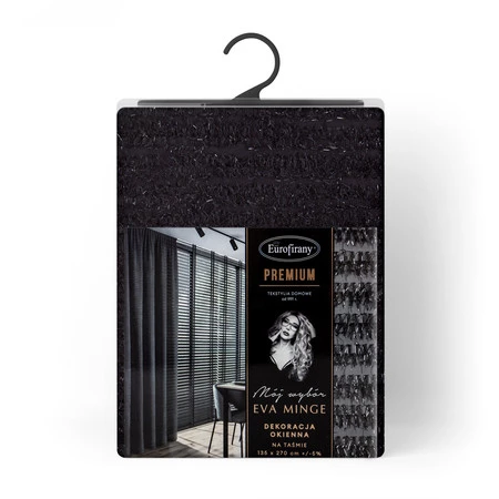 ZASŁONA GOTOWA REINA NA TAŚMIE 135 X 270 CM CZARNY