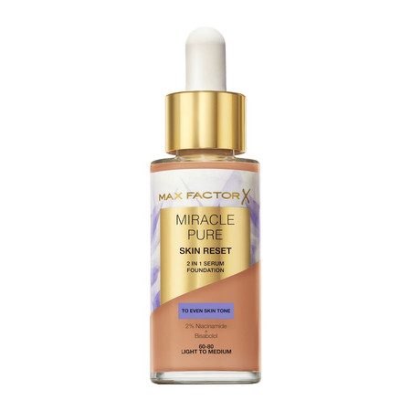 Miracle Pure 2w1 Skin Reset pielęgnujący podkład z serum o wegańskiej formule 60-80 Light to Medium 30ml