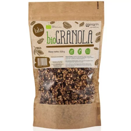 GRANOLA Z KAKAO BEZGLUTENOWA BIO 320 g - PAPAGRIN