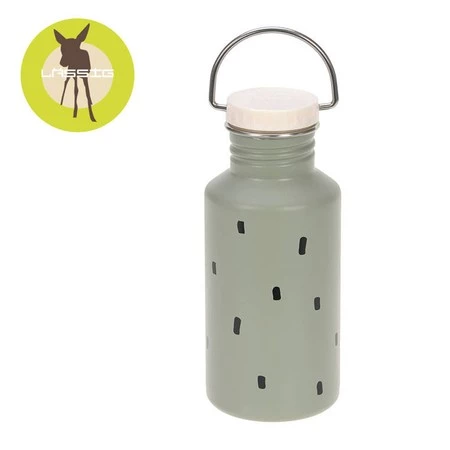 Lassig Bidon ze stali nierdzewnej z dodatkową zakrętką z ustnikiem 500 ml Happy Prints oliwkowy