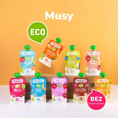 Smileat, BIO Mus z malinami i jogurtem 9m+, 100g