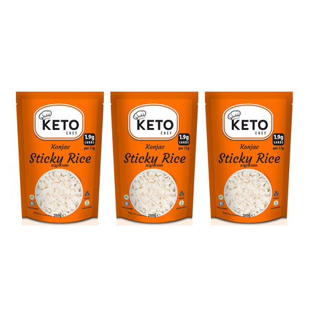 Zestaw: 3x Keto Chef Makaron Konjac W Kształcie Ryżu Sticky Rice Do Sushi Bezglutenowy 270g