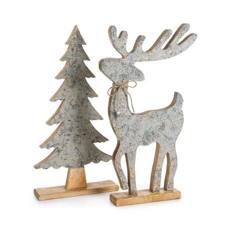 świąteczna figurka renifer dekoracyjna wym.: 32 x 8 x 62 cm, kolor: srebrny