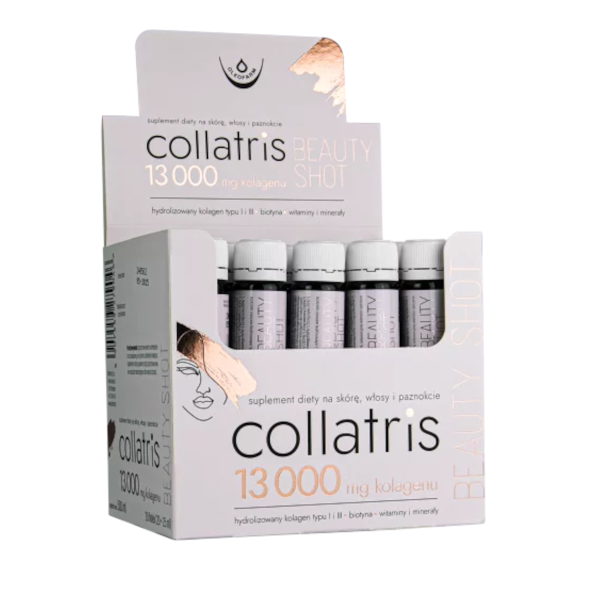 Oleofarm Collatris beauty kolagen typi I i III w płynie 13 000 mg shot 25ml x 20 szt. - Nabea.pl