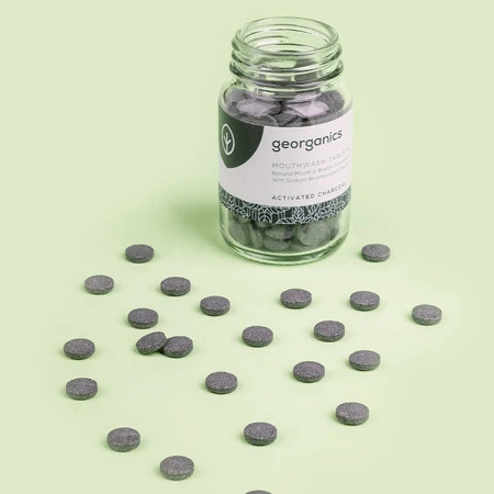 Georganics, Naturalne tabletki do płukania jamy ustnej, do codziennej pielęgnacji, z aktywnym węglem, 180 tabletek