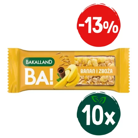 Zestaw: 10x Bakalland BA! Baton zbożowy banan 40g