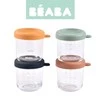BEABA Zestaw pojemników słoiczków szklanych z zamknięciem 4 x 250 ml Sunrise color mix