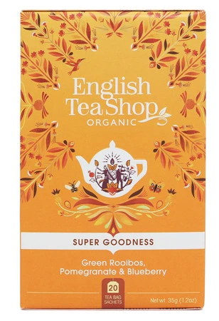 English Tea Shop, Herbata Green Rooibos, Pomegranate & Blueberry, 20 saszetek