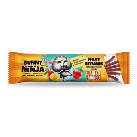 Bunny Ninja Fruit Straws przekąska owocowa o smaku jabłko-mango 16g zero cukru