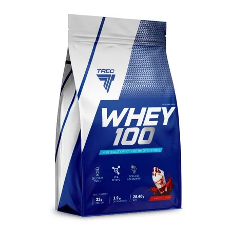 Trec WHEY 100 białko koncentrat WPC 900g smak Truskawka