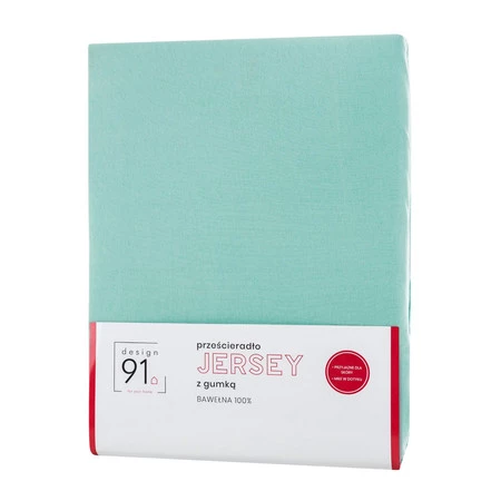 Prześcieradło z gumką, Jersey D91 240 x 220 x 30 cm, Miętowy