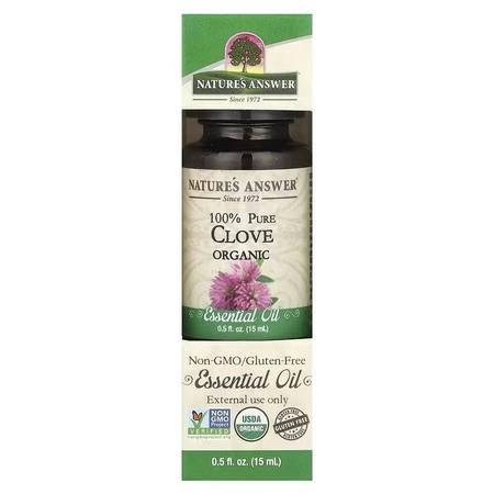 NATURE'S ANSWER 100% Pure Clove Organic Essential Oil - Olejek z kwiatów goździków (15 ml)