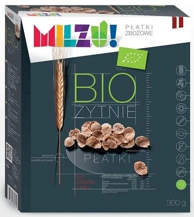 przecena PŁATKI ŻYTNIO - OWSIANE BEZ DODATKU CUKRÓW BIO 300 g - MILZU