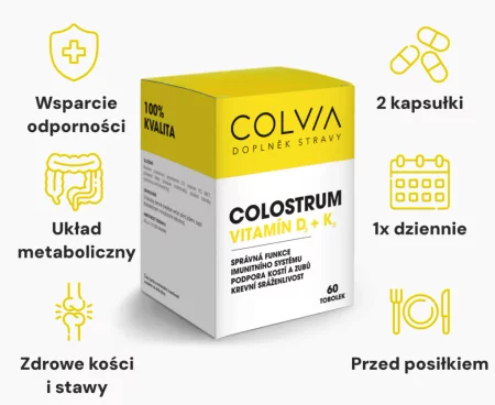 Colvia Colostrum + Vitamina D3 + Vitamina K2 na wsparcie odporności 60 kaps.