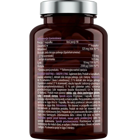 Essensey Biotyna + skrzyp + cynk na skórę, włosy 90 kaps.