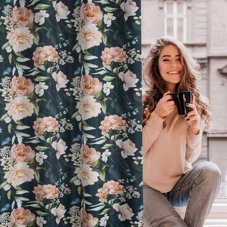 ZASŁONA GOTOWA SALMA 140 X 270 CM CZARNY