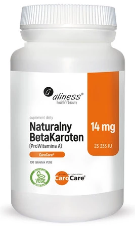 Aliness Naturalny BetaKaroten 14 mg CaroCare® (ProWitamina A 25 000 IU) x 100 tabl. Vege